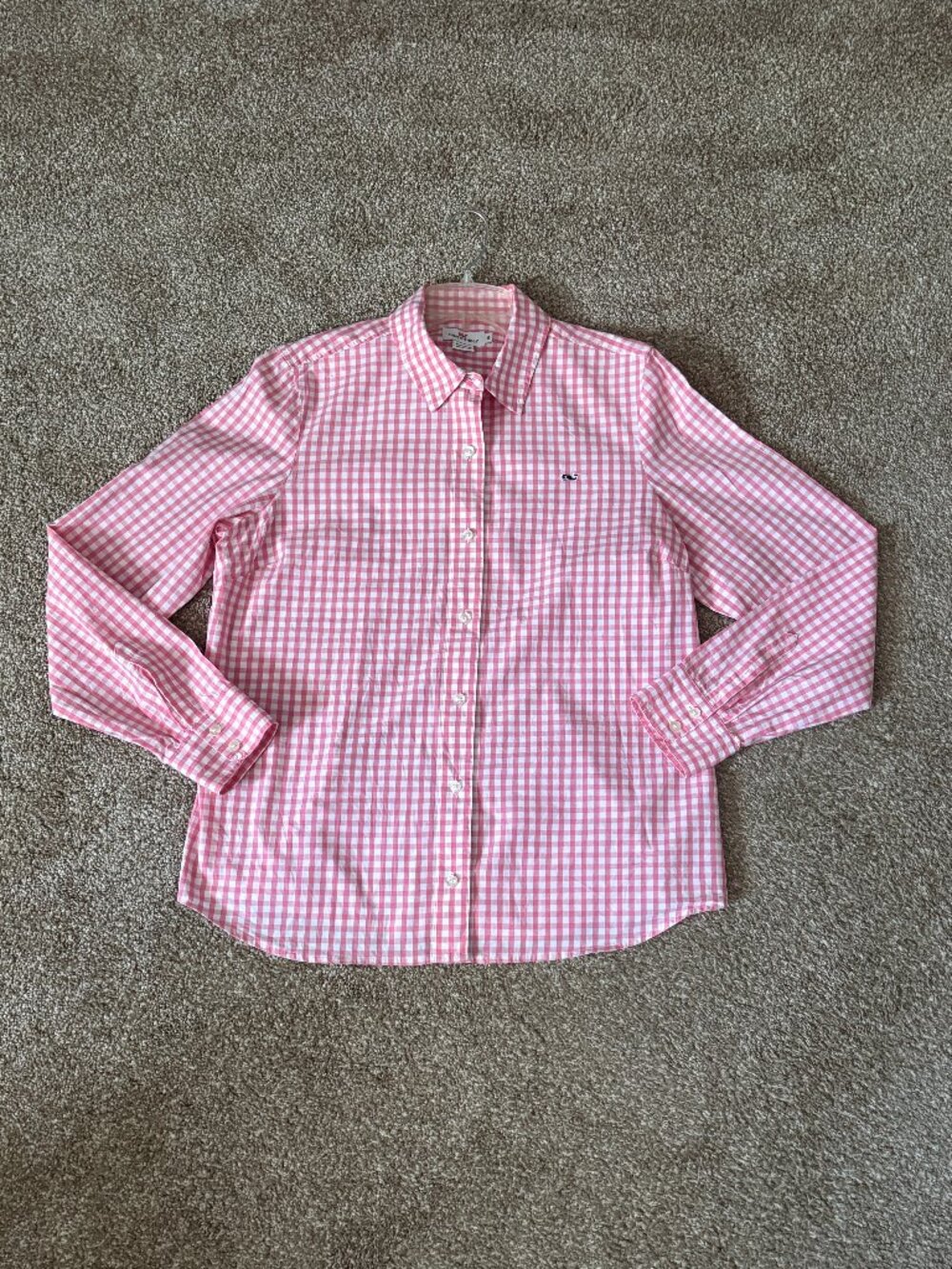 Vineyard Vines Pink Gingham Button Down Long Sleeve Oxford Shirt Excellent Cond
